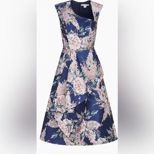 Kay Unger Veronica Midi Dress Navy Floral Wedding Guest Summer